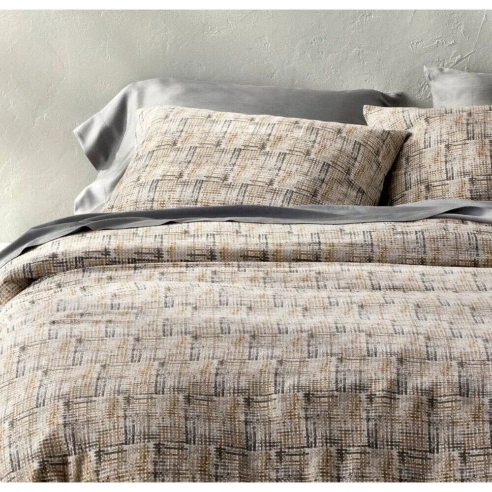 NEW Casaluna King Heavyweight Linen Blend Duvet Cover & Sham Set – Multi Neutral